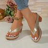 Summer Fashion Sexy Large Size Banquet PU Herringbone High Heels Women's Casual New Style Daily Comfortable Roman Sandals