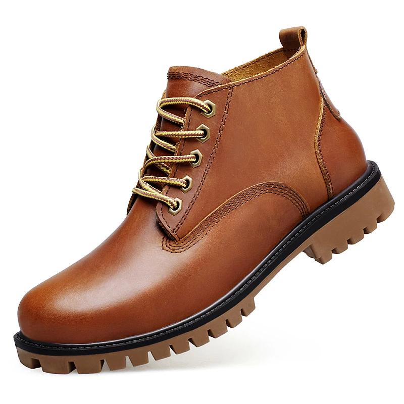 

Мужские зимние ботинки ручной работы из натуральной кожи, удобные базовые ботинки на шнуровке, мужские мотоциклетные ботинки с низким верхом для ходьбы 47