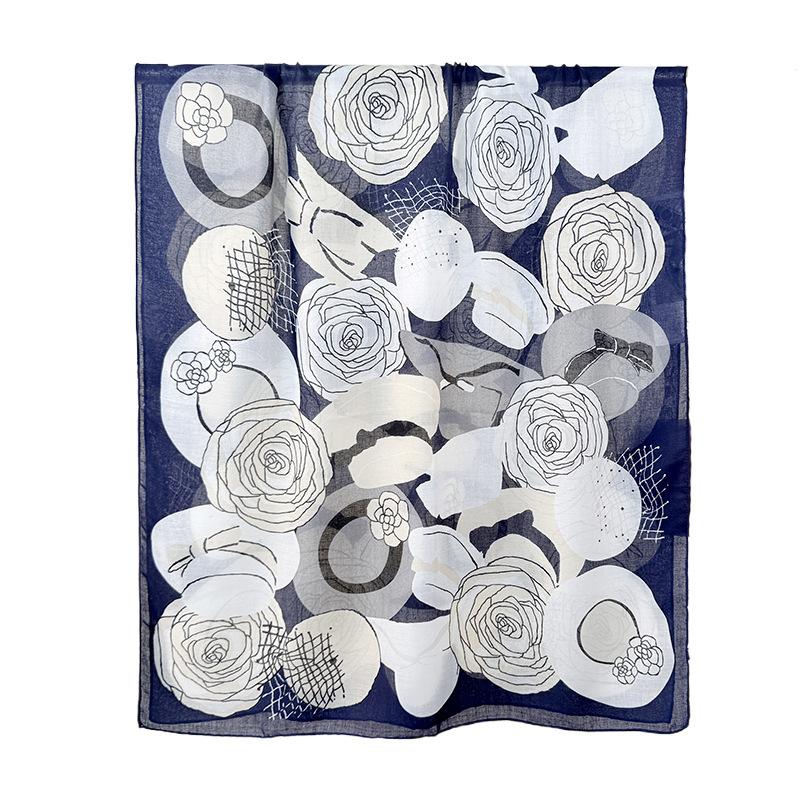 Classic Fashion Trend Long Scarf Women With Elegant Temperament Cotton Linen Floral Printing Shawl Wholesale