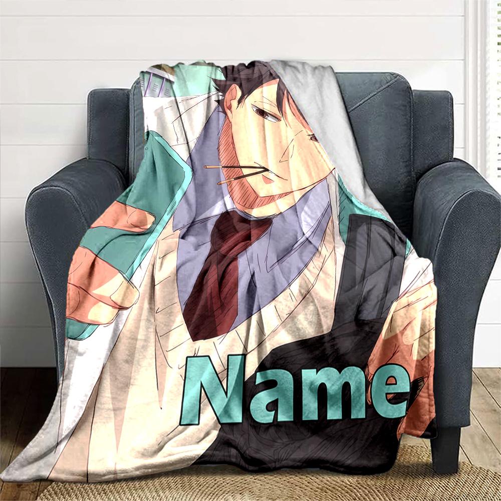 Customizable Oikawa Tooru1 Throw Blanket – Personalized Name, All-Season Cozy Snug Blanket, Machine Washable, Personalized Blanket