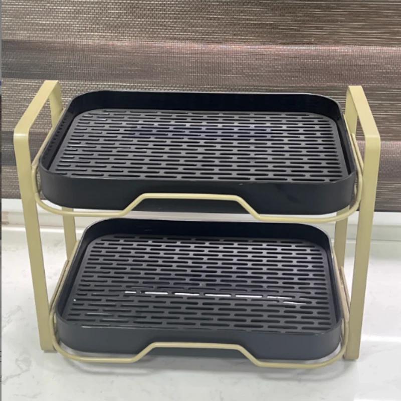 Cup Holder Storage Rack 2-Tier - Multifunctional Drying Rack with Drip Tray Drain Organizer for Wine Tea Coffee Glasses & Cups