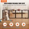 Free Standing Dog Gate 32x96.5 Inch Freestanding Pet Gate Foldable Brown