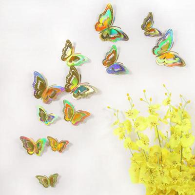 12 Pcs 3 Layers Wing Butterfly Wall Decor Removable 3D Hollow Butterfly Wall Decals for Crafts Home Bedroom Baby Shower Birthday Party Cake Decoration