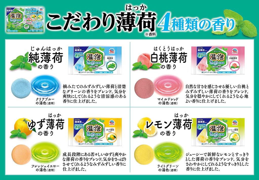 ONPO Bath Refreshing Carbonated 4 Flavors Flavors x 3 12 Additives, Bath, Mint, [4 Tablets, Tablets]