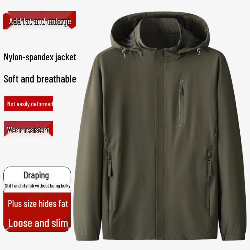 Men's Plus Size Stand Collar Jacket with Detachable Hood