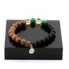 Stones and Minerals. Malachite Beads Bracelet from Congo + Citrine + Matte Black Onyx + Wood 8 Made In France.