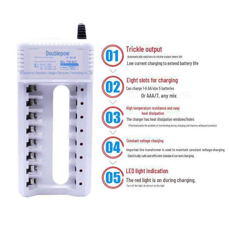 8-Slot Double Capacity NiMH/NiCd 1.2V Battery Charger B108