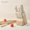 14-teiliges Kochmesser Santoku Obstmesser Set Scharfe Kochmesser Sets Mit Natürlichem Holz Messerhalter Schere