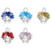 Elegant Crystals Rose Basket Figurine for Home Decoration, Sparkling Tabletop Ornament for Living Room
