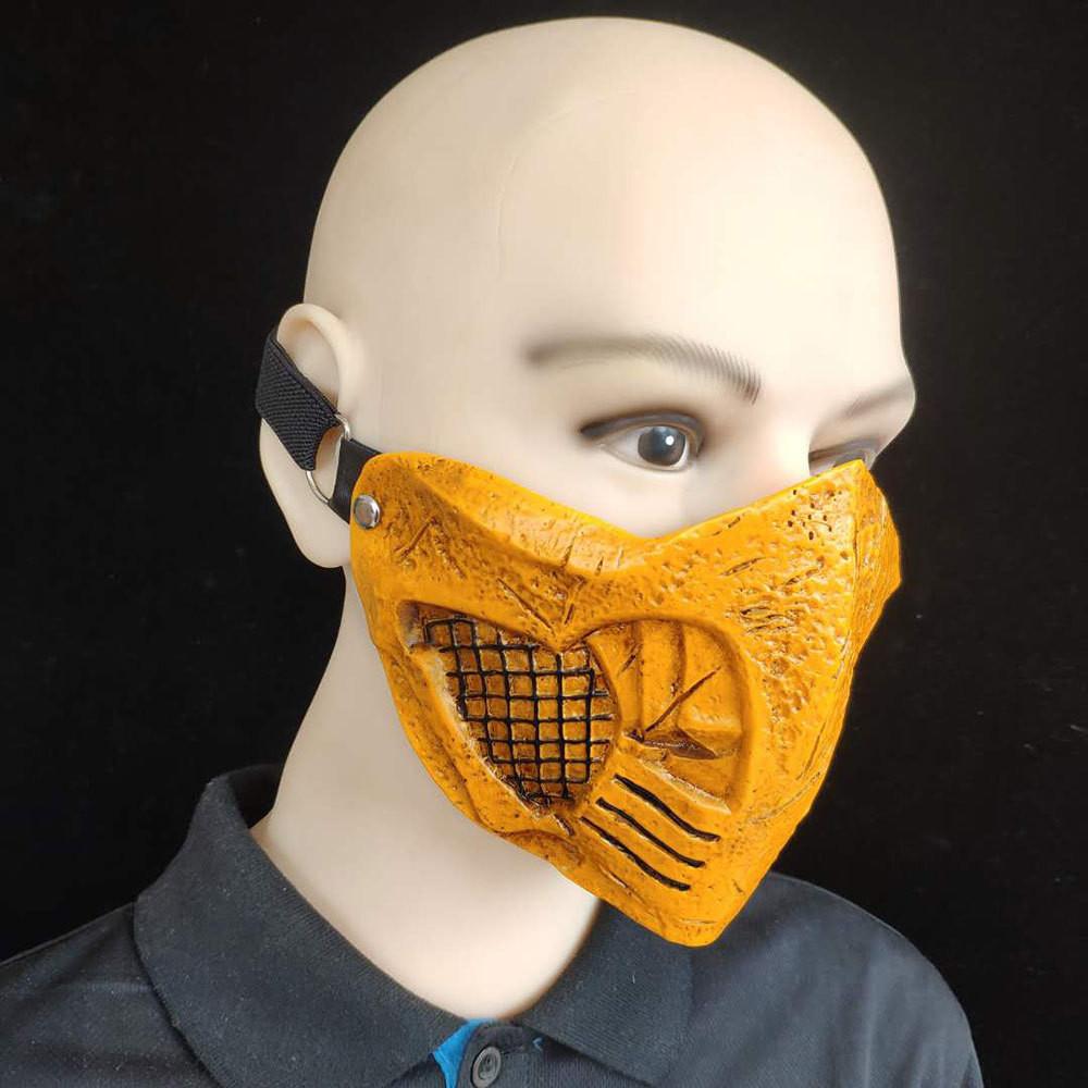 Stunning Mortal Kombat Scorpion Half Face Mask Crafted From Durable Resin For Cosplay Events