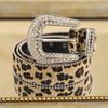 Unique Waist Belt Leopard Print Chain for Cowboy Cowgirl Stylish Rhinestones Buckle Retro Hot Buckle Waist Chain Belt