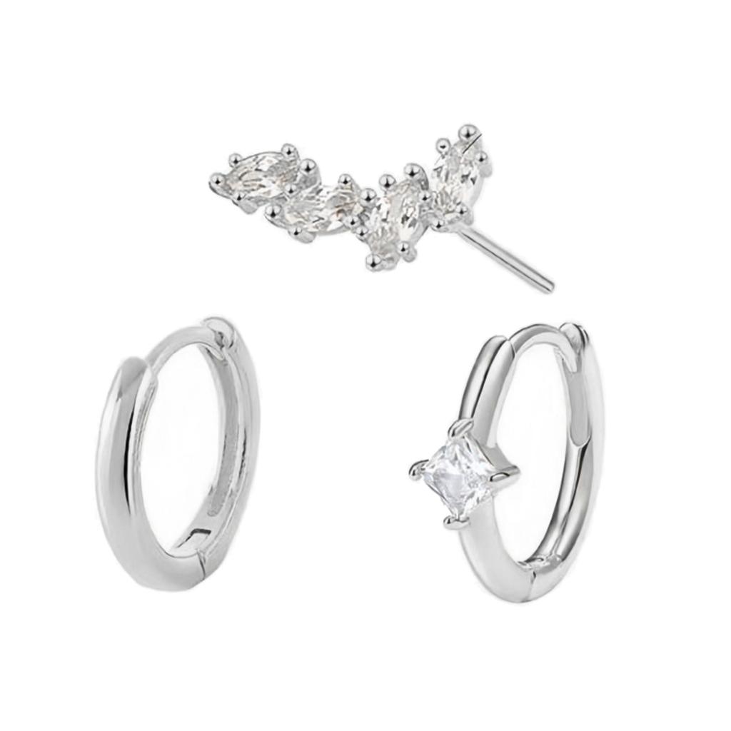 3pcs Trendy Zirconia Earring Stacks for Sensitive Ears Zircon Cartilage Tragus Accessories Handmade Ear Studs Accessory