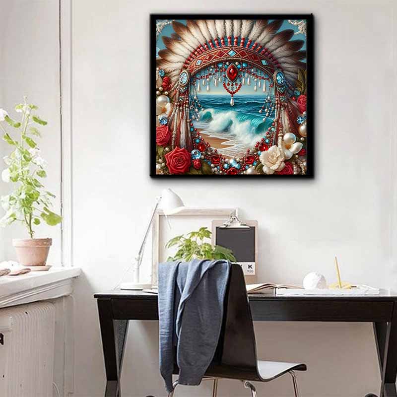 New Arrival 5D DIY Full Circle Diamond Painting "Ethnic Avatar Frame" Embroidery Cross Stitch Home Decor Gift