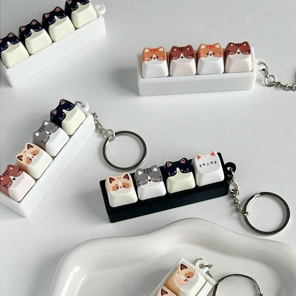 Keyboard Anti-stress Toy Pendant 2/3/4/6/9 Keys Cat Fidget Keychain  Children Adults