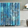 Floral Shower Curtain Blue Botanical Pattern Waterproof Fabric Bathroom Decor Vintage Style Teal Home Textile Artistic Design