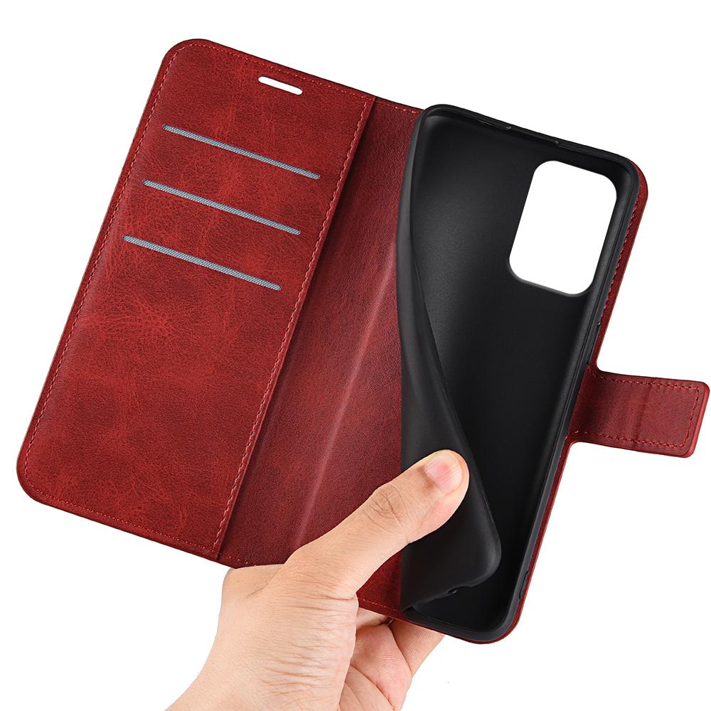 Do etui Motorola Moto E15 4G Stand Case, odporne na zarysowania, ze skóry cielęcej