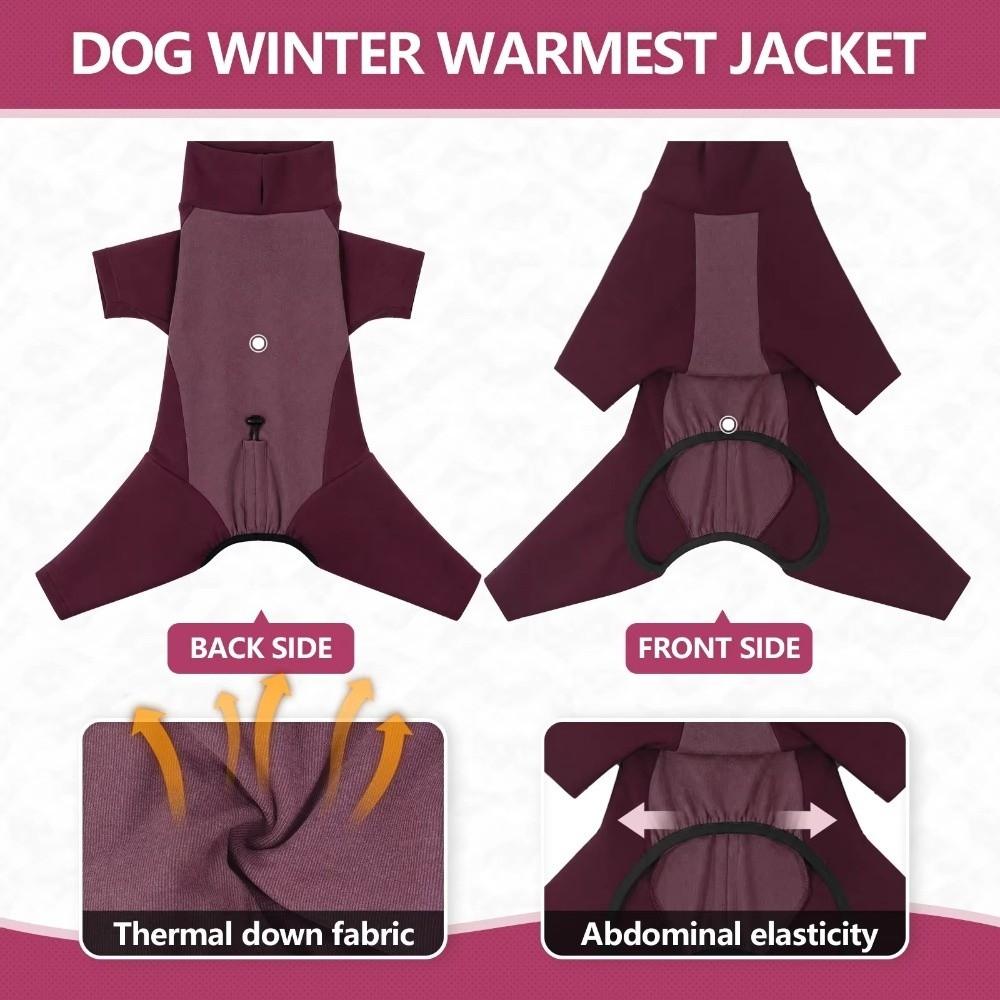 High Stretch Fleece Dog Jumpsuit Windproof Dog Winter Home Outfit Dog Warm Pajamas  Cold Weather
