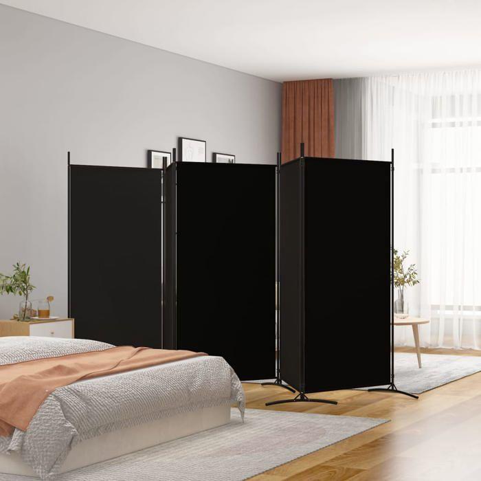 VidaXL Cloison de Séparation 5 Panneaux Séparateur de Pièce Pliable Diviseur Écran d'Intimité Paravent Décoration Salon Noir 350269