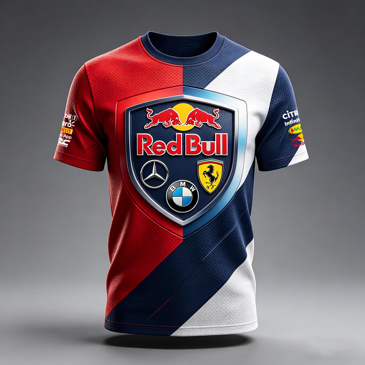 

3D-принтована футболка Red Bull Racing Suit, підходить для чоловіків і жінок, повсякденна спортивна футболка XL