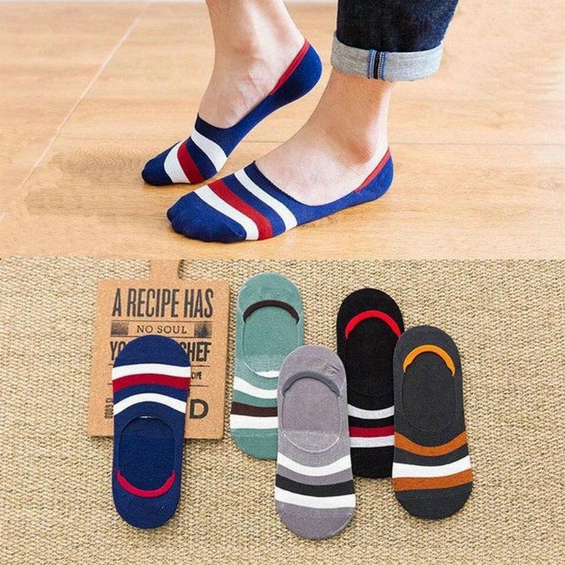 Korean Style Men's Non-Slip No-Show Summer Socks with Silicone Grip