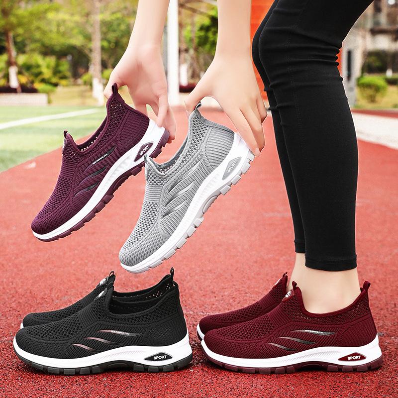 Shoes women's shoes versatile summer breathable hollow mesh shoes one pedal mother shoes soft sole not tired feet casual shoes