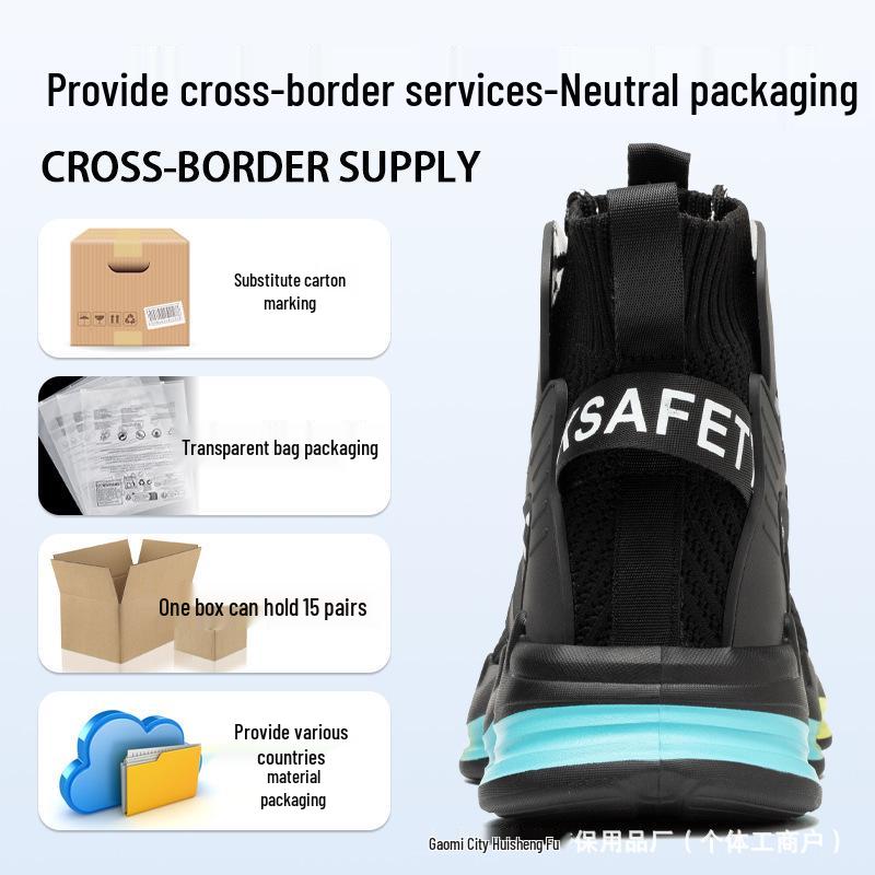 Men's Lightweight High-Top Safety Shoes - Summer Ankle Protection, Anti-Smash, Anti-Puncture for Construction.