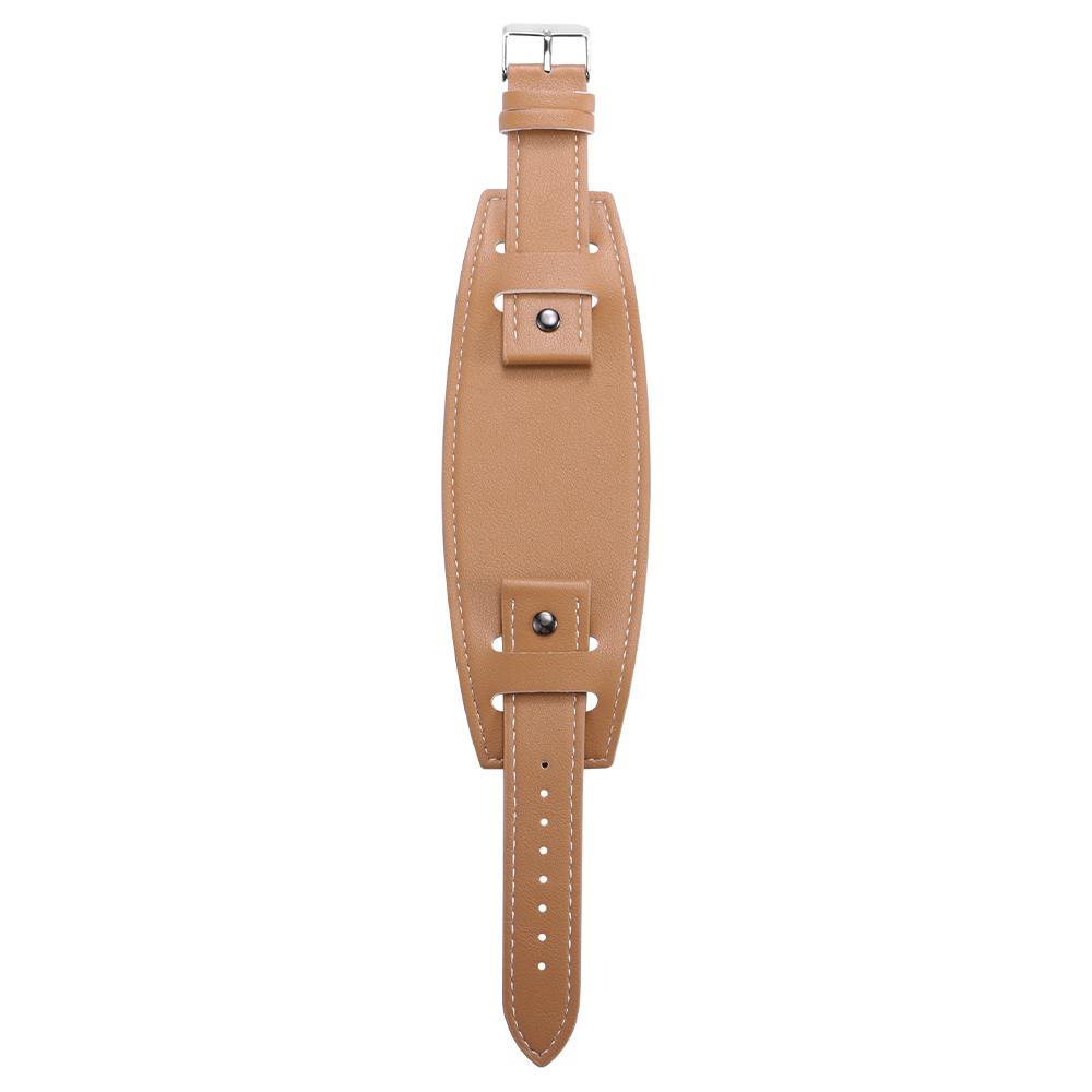 20/22/24mm Bund Strap Men's Vintage Cowhide Cuff Watch Band Pin Buckle Bracelets Deep Brown Black Light Brown Color Watch Strap