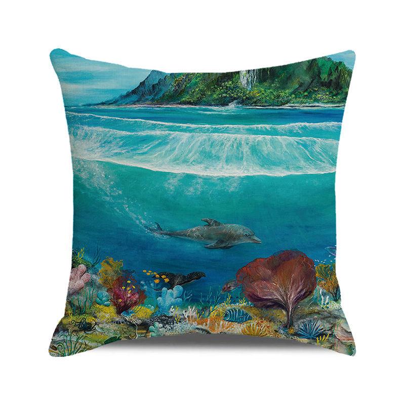 Home Decor Underwater World: Sea Creatures & Mysteries Pattern Cushion Cover Suitable for Sofa Bedroom Car Pillow Cover