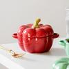 Pumpkin Ceramic Bowl with Lid 15oz Pumpkin Soup Bowl with Handle Pumpkin Decor Storage Jar for Home Thanksgiving Halloween Party