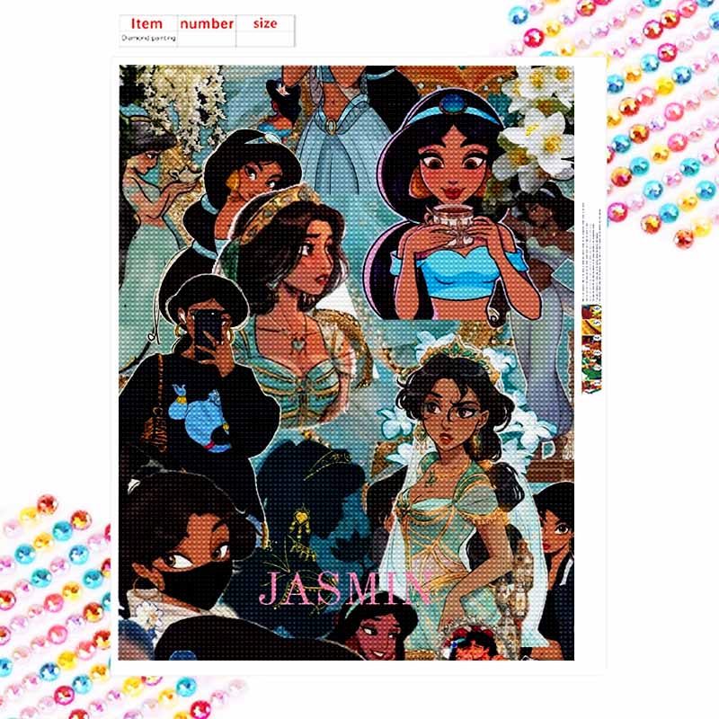 Disney Diamond Painting 5D DIY Jasmine Diamond Painting Set Suitable for Adults/Beginners Creative Gift Home Decoration