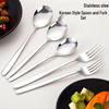 304 Stainless Steel Cutlery Set: Fork, Spoon, and Children's Feeding Spoon. Ideal for Dining, Drinking Soup, and Eating Noodles.