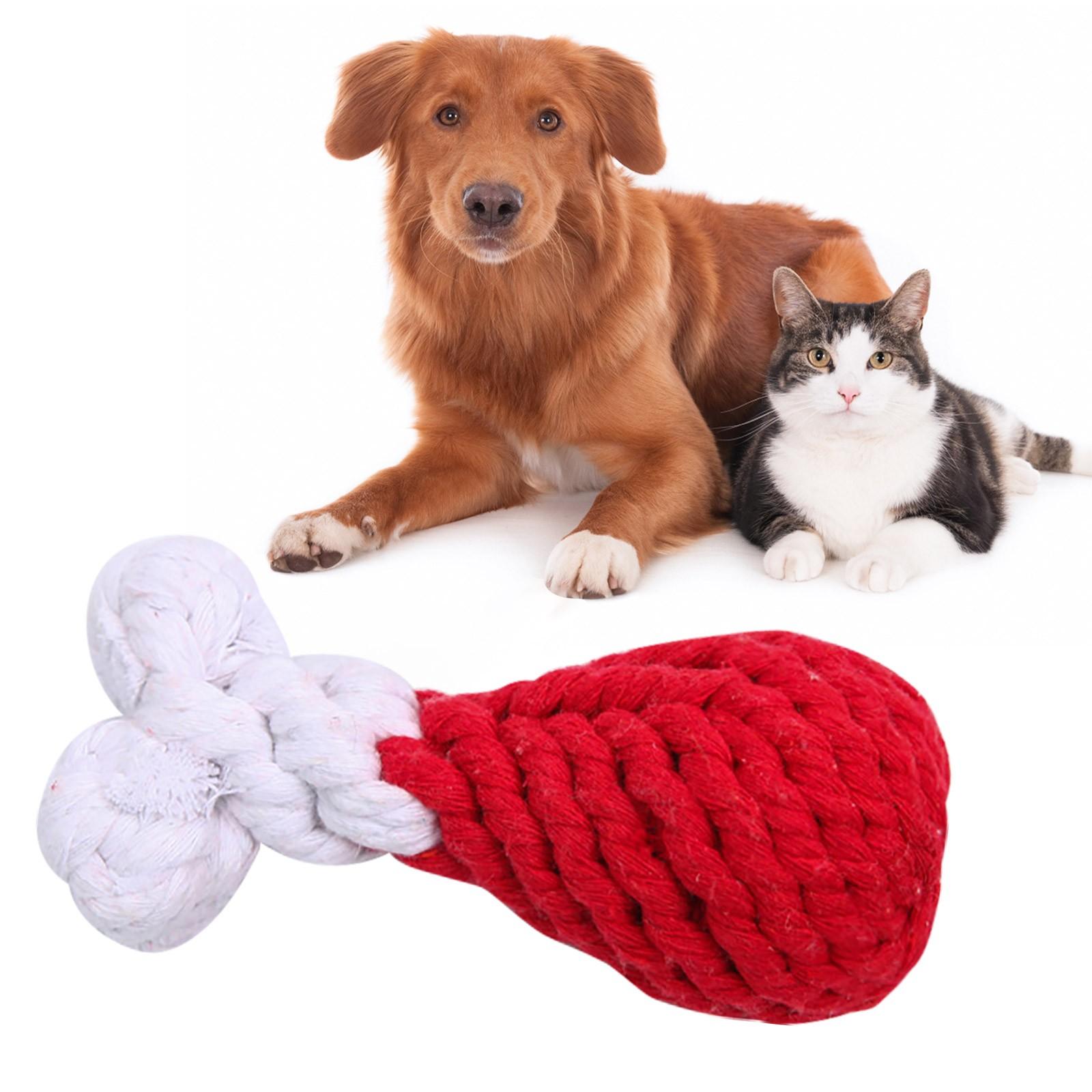 

Pet Dog Toy Knitted Chicken Leg Puppy Soft Knitting Chew Toys for Dogs Puppy Cat Interactive Pet Supplies Dog Products Gift One Size червоний