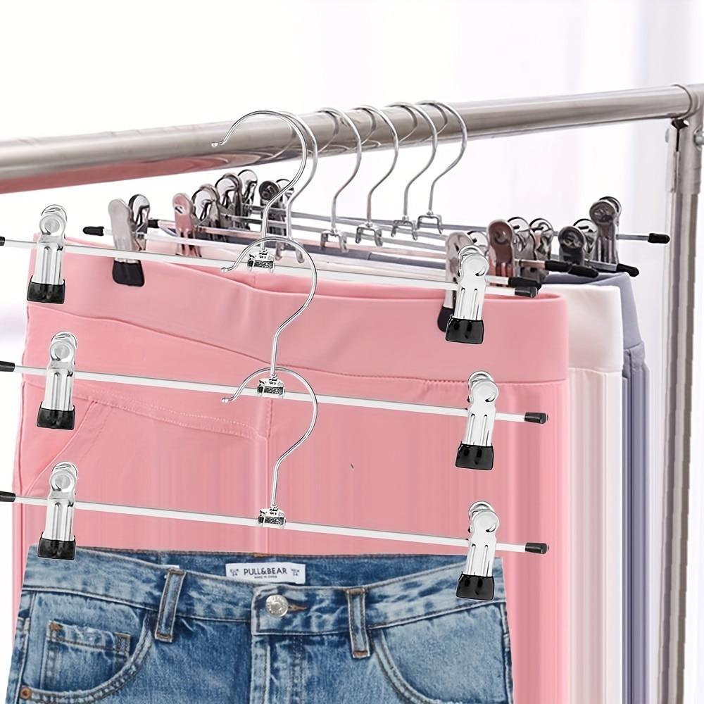 10pcs(1set) Pants Racks Wind Proof Multi-purpose Skirt Racks for Clothes Drying Trousers Wardrobe Clip Anti-slip Clothes Hanger