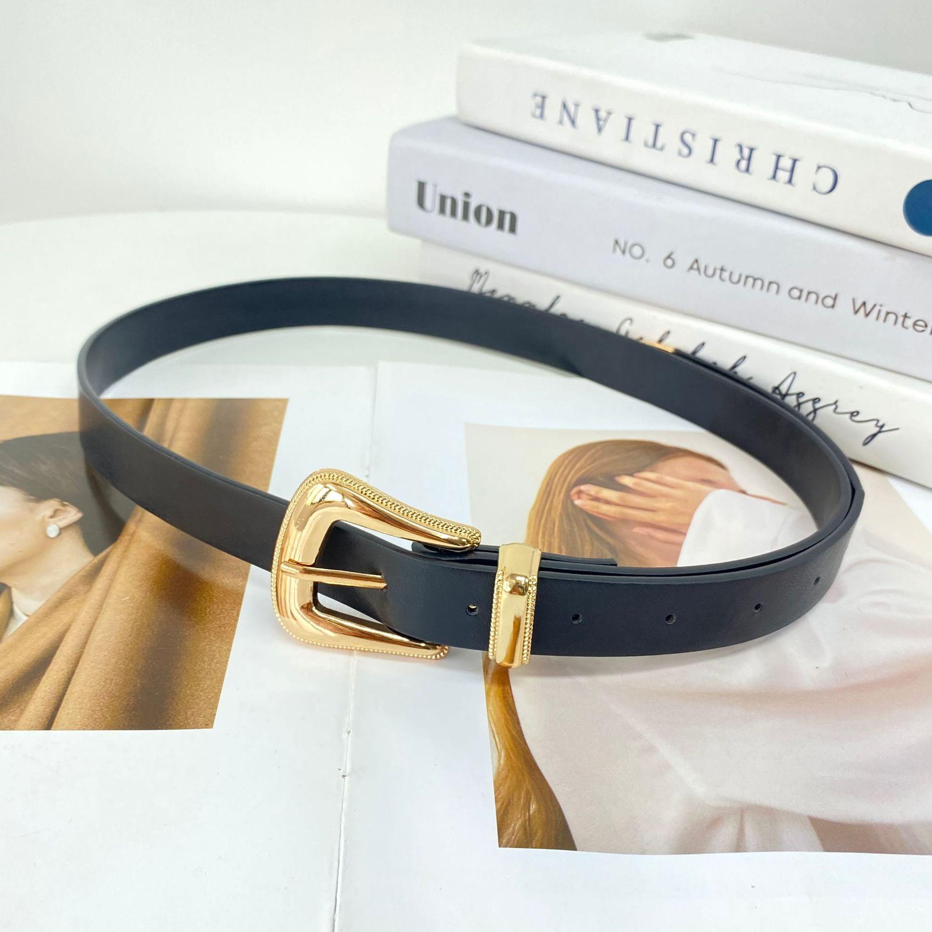 

Simple Retro Metal Pin Buckle Thin Belt Accessories Niche Women S Premium Belt 105cm