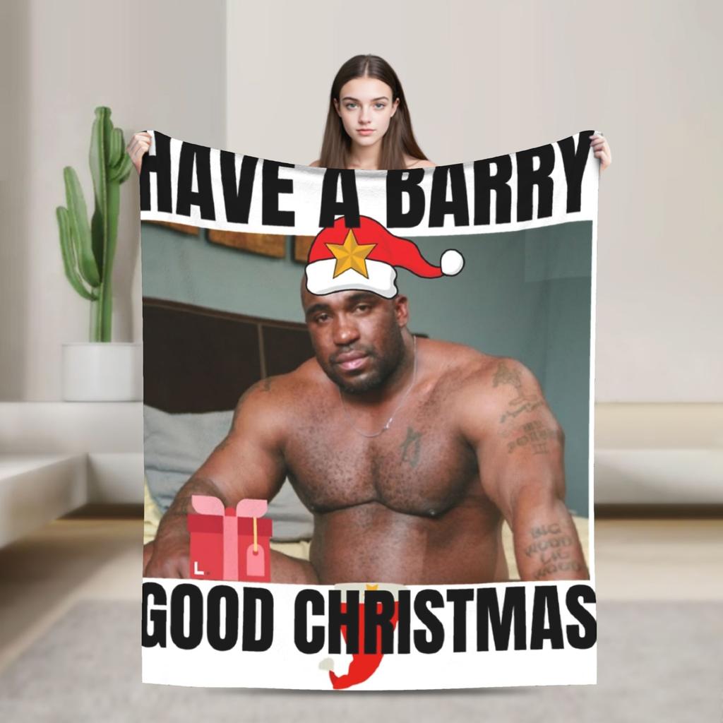 Funny Barry Wood Meme Christmas  Blanket Multiple Sizes Warm Cozy Fluffy  Throw Blankets for Couch Sofa and Bed