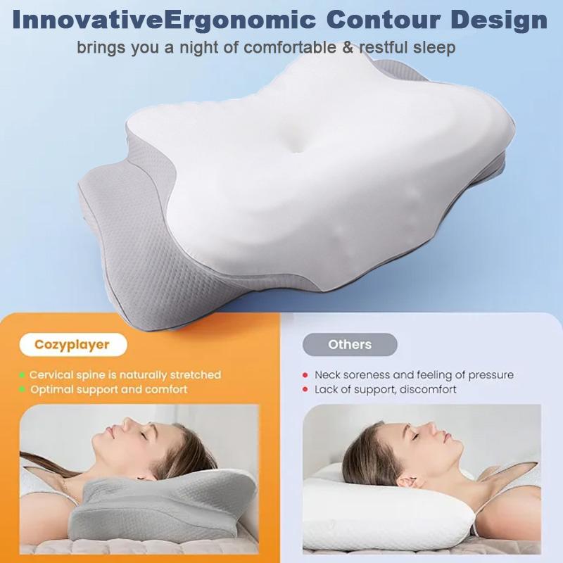 Neck Pillow for Back and Side Sleepers, Memory Foam Pillow, Cooling Removable Pillowcase, Breathable, Ergonomic Neck Support