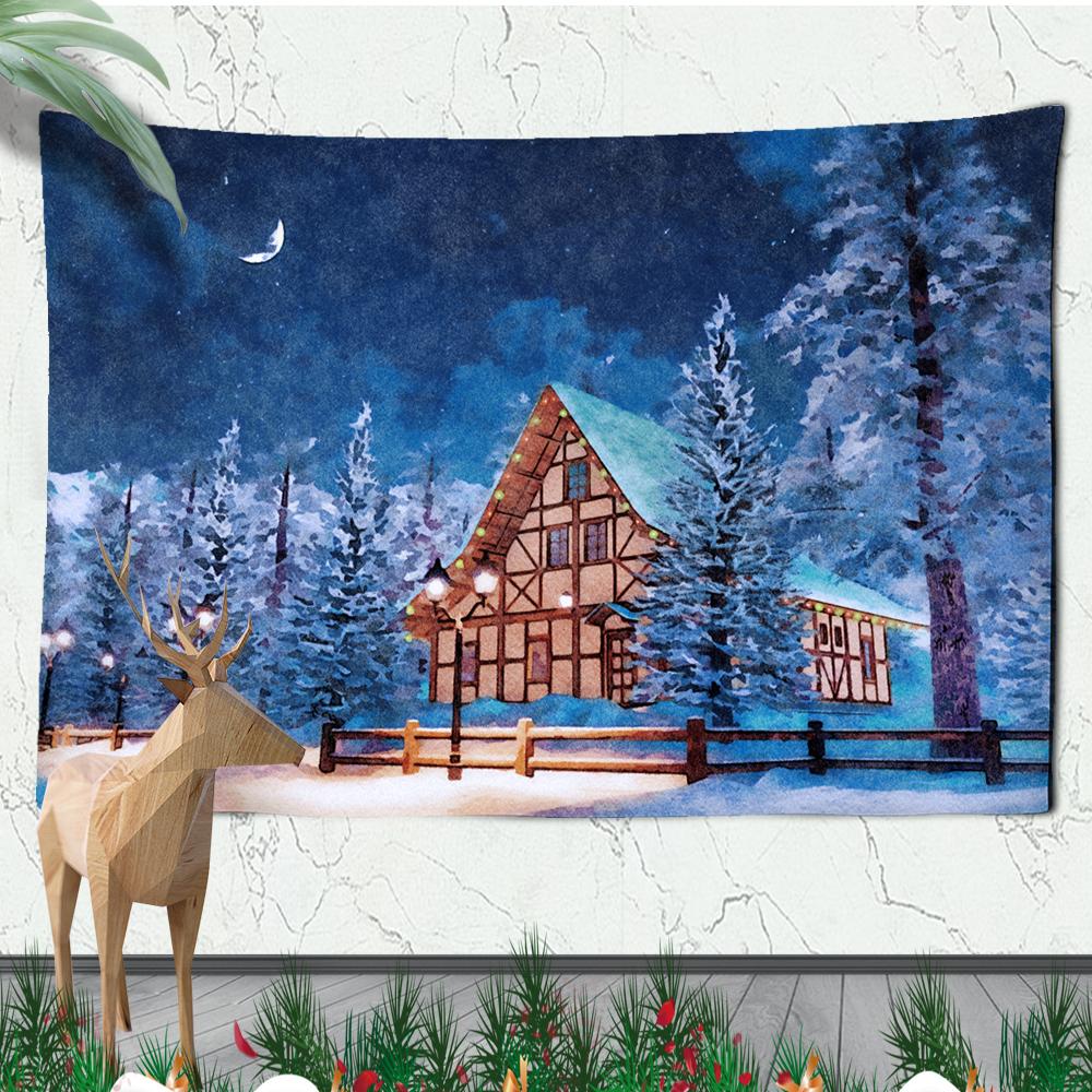 Christmas Wall Hanging Christmas Fireplace Home Wall Christmas Snowman Tapestry Large Size Tapestry