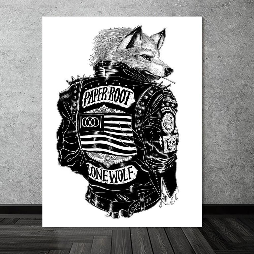 

Забавный крутой домашний волк, собака, холст, картина, черный, белый цвет, абстрактные настенные плакаты, принты, гостиная, спальня, домашние фотографии, украшение