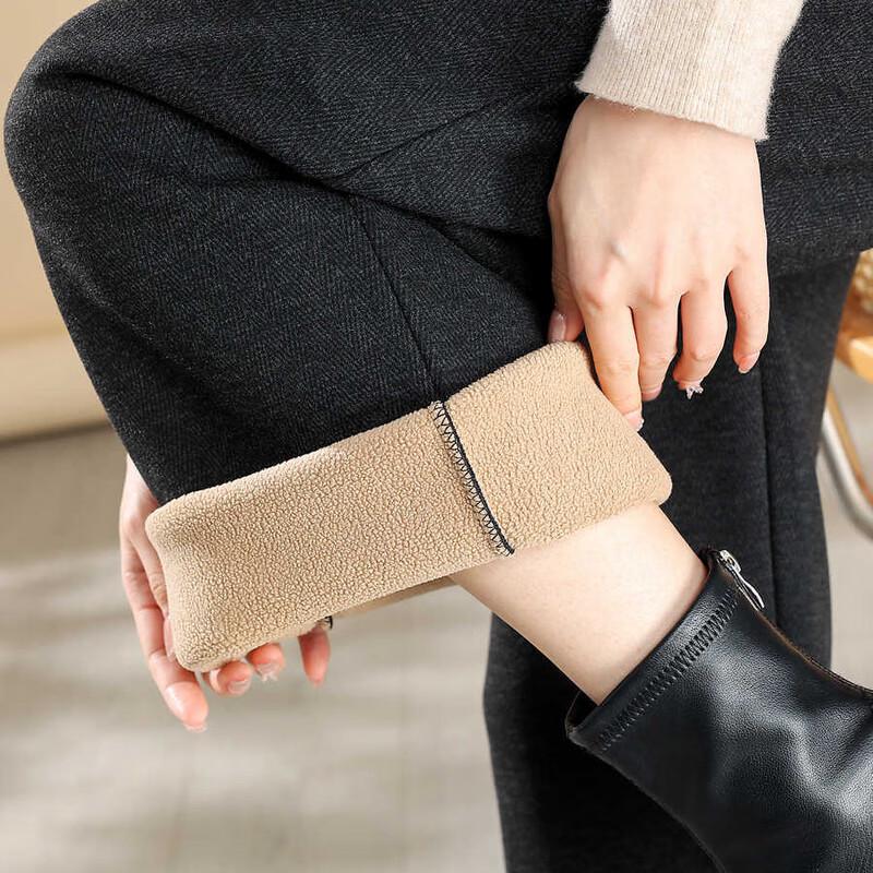 YALU Women's Mid-Aged Fleece-Lined Straight-Leg Winter Pants