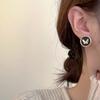 Matte Gold Butterfly Wing Drop Earrings With Black Enamel Irregular Round Statement Jewelry Gift For Women