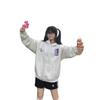 American embroidered kitten Velcro hooded sweater women's 2025 new loose lazy coat