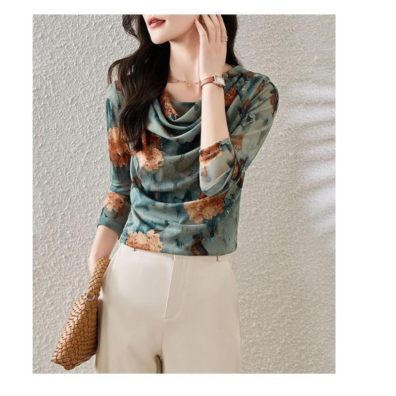 Frühherbst Neue Netz-Langarm-Oberteile Frühling und Herbst Damen-T-Shirts Hochwertige Damenhemden im westlichen Stil