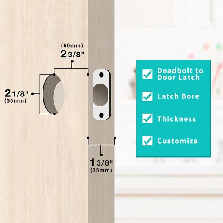 Single Hole Door Security Plate Home Defense Door Reinforcement Hardware Suitable for Standard 2 3/8 Inch Backset Door