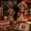 Volkskunstpuppen Bastelset Tag der Toten Patchwork DIY-Set, Zuckerschädel Nähen Bastelsets für Erwachsene, Feiertags-Andenken-Herstellungsmaterialien Halloween