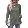 GMXIA Women's Autumn Button Fashion Solid Color Long-sleeved T-shirt