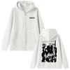 2025 Anime Printed Zipper Hoodie Black Stone Zipper Jacket Men's and Women's Manga Casual Long Sleeve Zipper Sweatshirt Street Wear