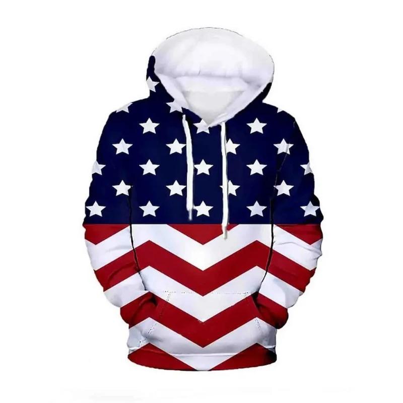 Nieuwe Mode Amerikaanse Vlag 3D Print Hoodie Heren Casual Sweatshirt Harajuku Streetwear Lange Mouw Pullover