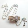 Crucifix Cross-Charm Long Chain Rosary Beads Catholic Necklace for Women Christian Amulet Necklace Religious Jewelry