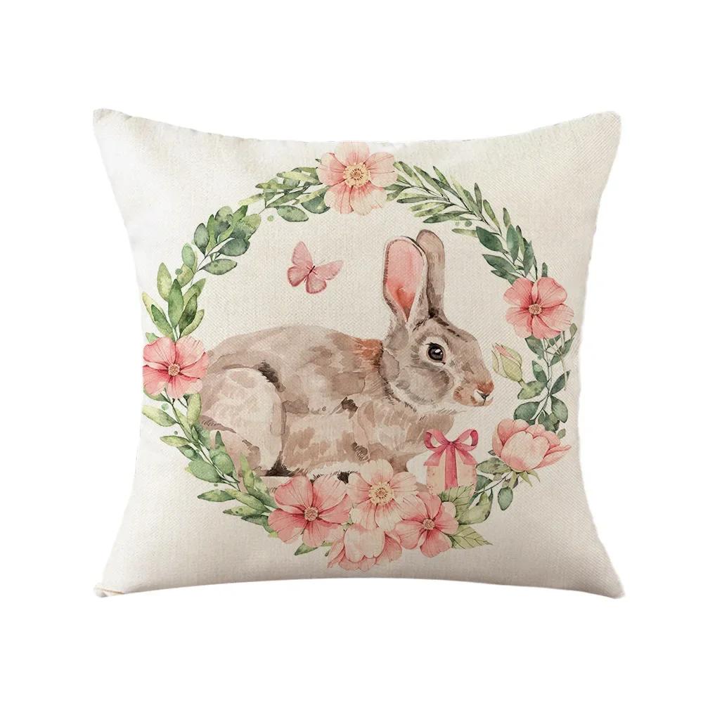 Easter Decor Pillowcases 45x45cm Linen Pillow Cover Easter Decorations Favors Pillows Cushion Cover Easter Bunny Eggs Pillowcase