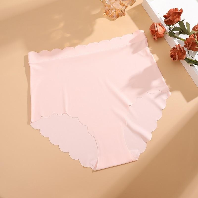 

FINETOO Хвилясті та крижані шовкові трусики для жінок Безшовні трусики Антибактеріальна білизна S-XXL XXL світло-рожевий колір